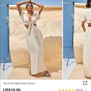 Tie Front Split Hem Dress